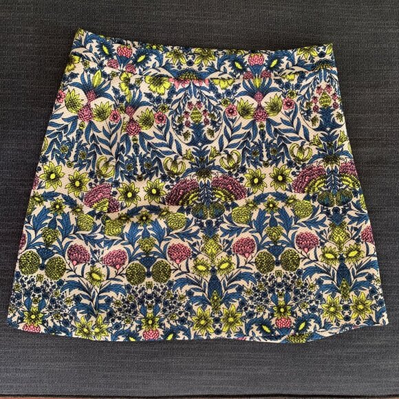 Mod Neon Floral Print Mini Skirt Size S - Picture 2 of 5